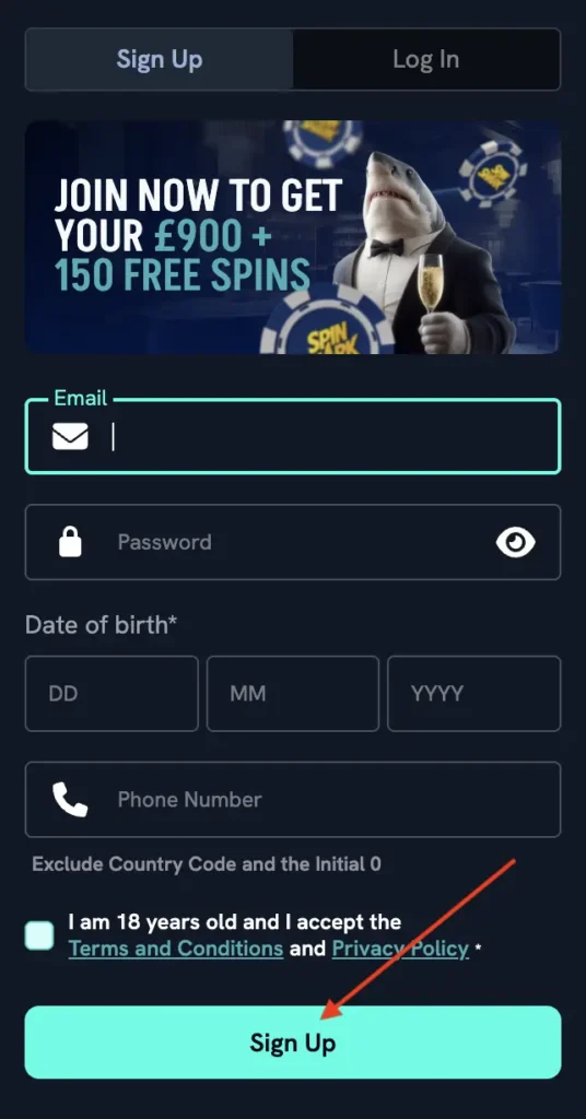 SpinShark Guide Account Creation