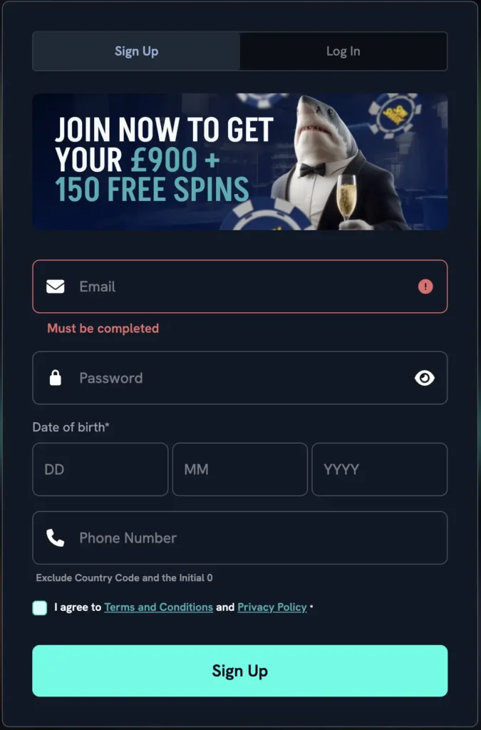 SpinShark Sign Up
